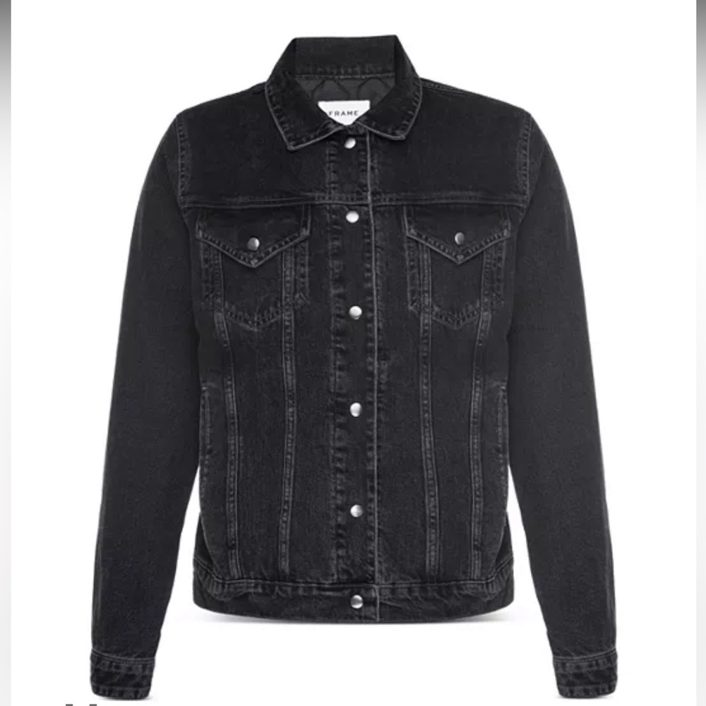 NWT Frame Heritage Denim Trucker Jacket Size XL Faded Black - Picture 3 of 9
